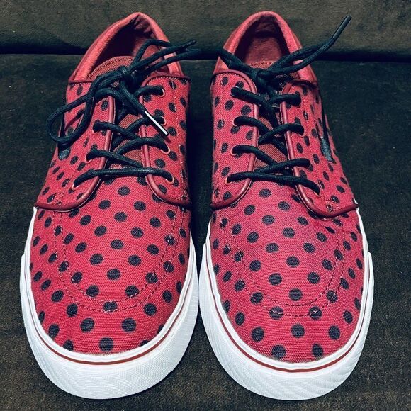 Mint condition NIKE Stefan Janoski Burgundy Black Polka Dot Skateboarding 13 US - Picture 2 of 7